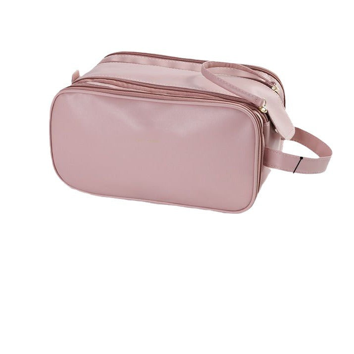 Large Capacity Double Zipper Travel Cosmetic Bag — Wash & Makeup Organizer