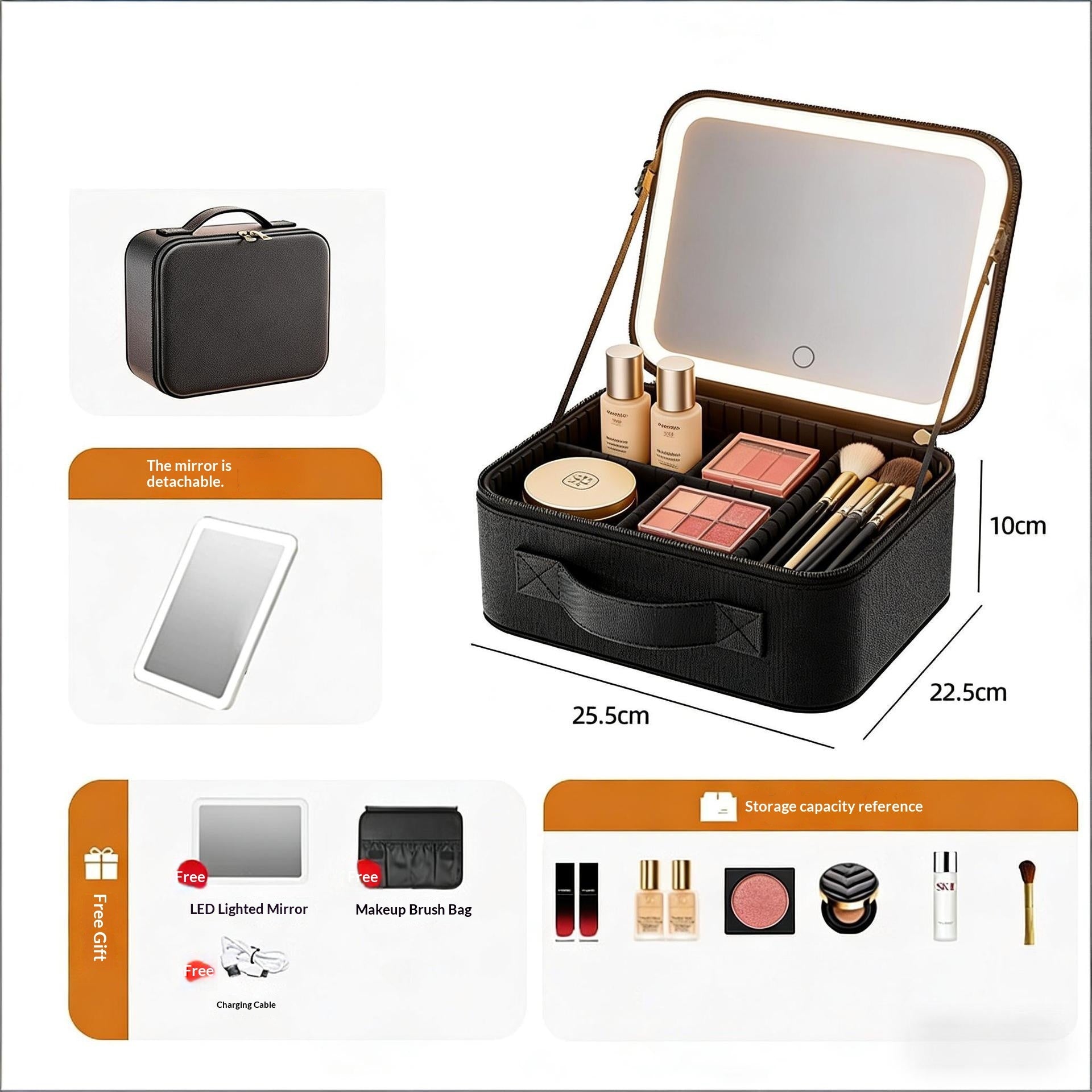 “travel cosmetic organizer with brushes set”