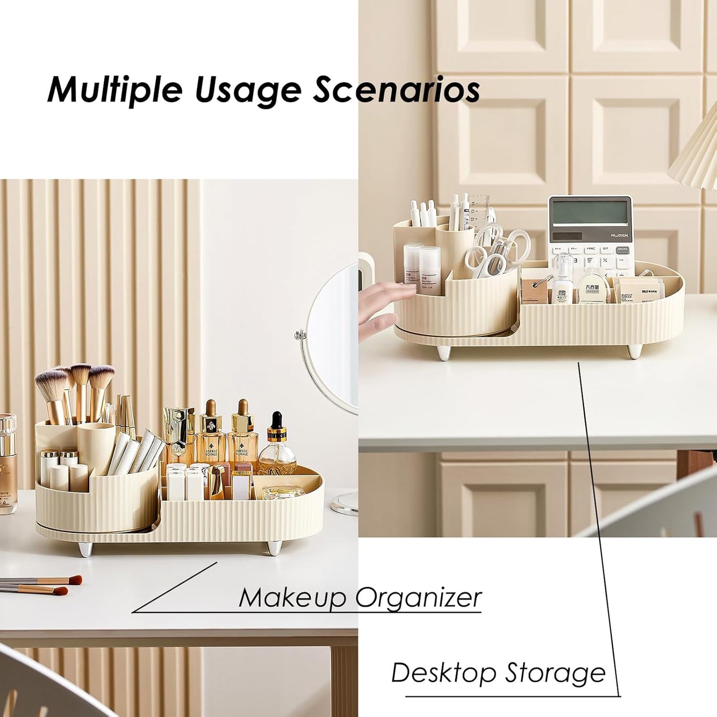 Rotating Makeup Organizer — Large Capacity Cosmetic Display Case