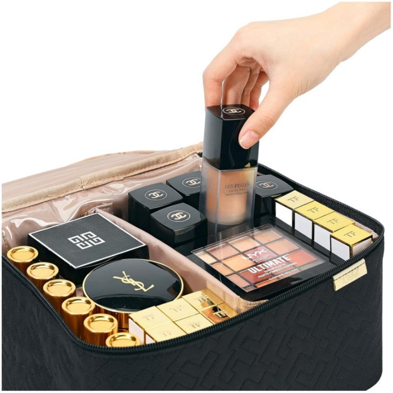 “space saving cosmetic bag double layer”