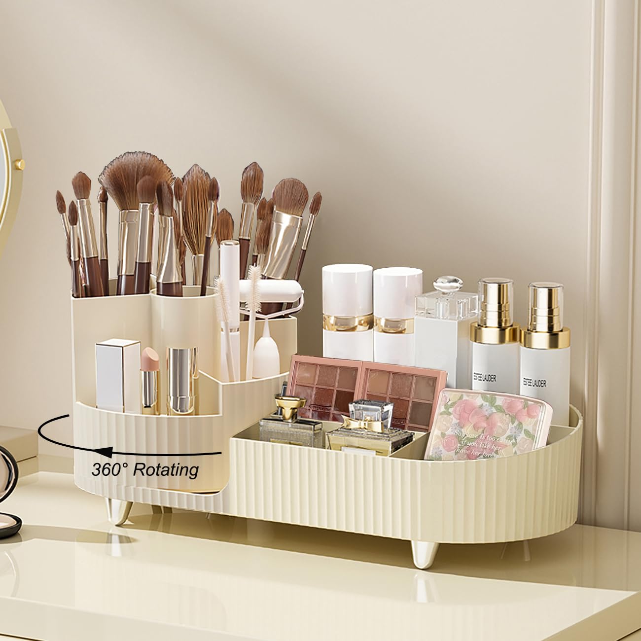 “rotating makeup organizer large cosmetic display case”